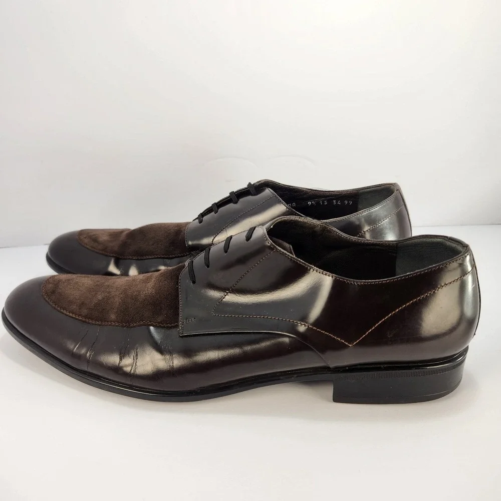 Moreschi Italy Brown Leather Suede Derby Dress Classic Shoes Men's Size 9.5